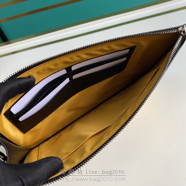 Gucci古馳包包 G家新款手包 625598 古奇黃布/克皮男士手拿包 gdj1404